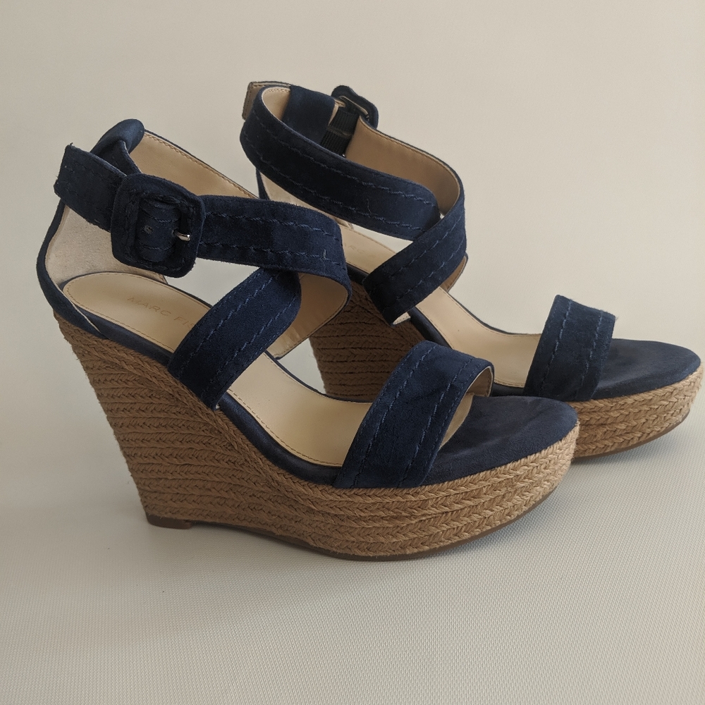 COPY - Marc Fisher Blue Suede Sandal Wedge Size 7